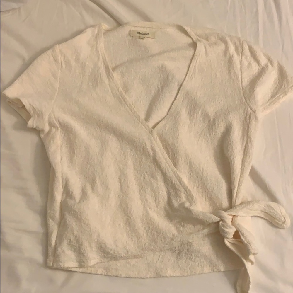 Madewell low cut white blouse with tie